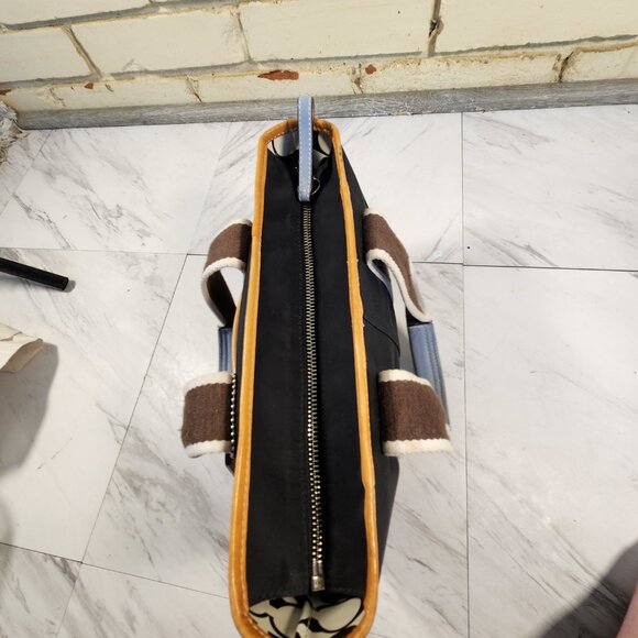 Vintage Coach Hampton Black & Blue Handbag Satchel Purse - Picture 5 of 14